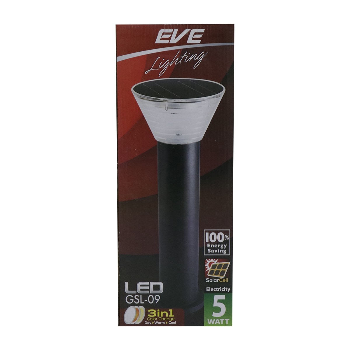 EVE โคมโซล่าร์เซลล์ LED ขนาด 5 วัตต์ พร้อมรีโมท รุ่น GSL-09